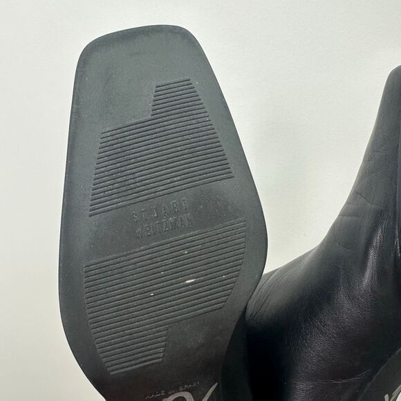 Stuart Weitzman Women’s Vintage Y2K Black Leather Square Toe Heeled Ankle Boot - Picture 6 of 9